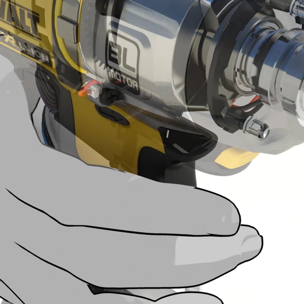 Still from an animation for DeWalt