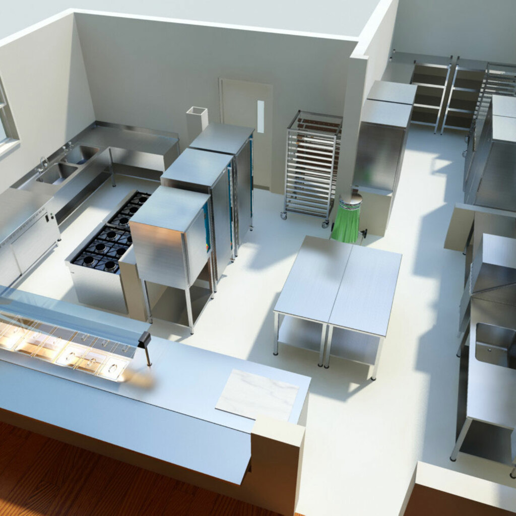 Illustration to show layout of kitchen equipment