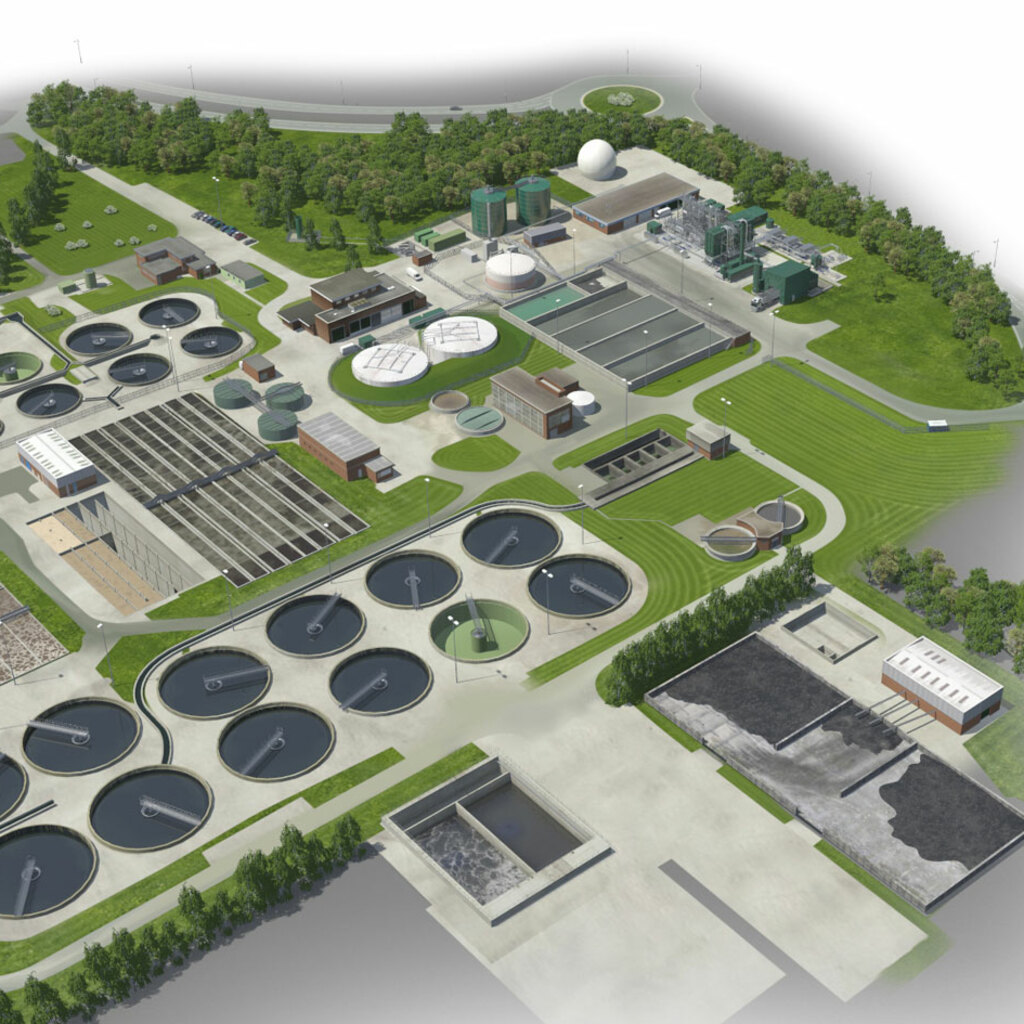 Artists impression of water recycling plant for Veolia