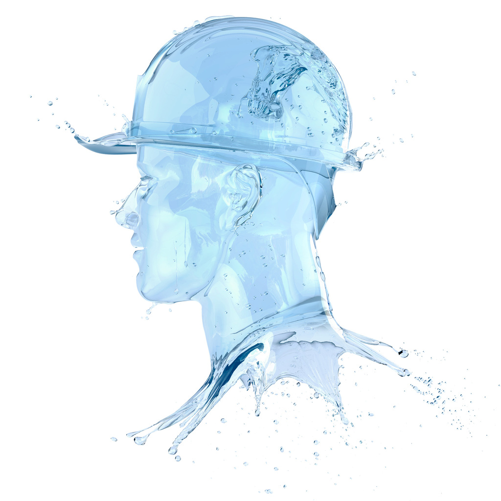 Illustration of head in the style of splashed water